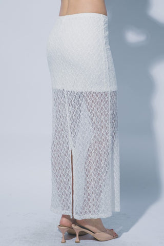 White Lace Midi Skirt