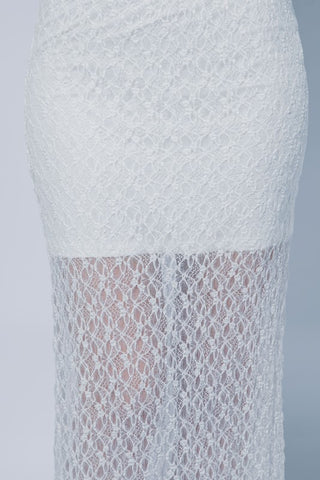 White Lace Midi Skirt