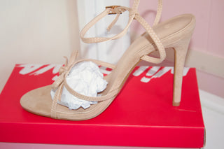Nude Bow Strappy Stiletto Heel